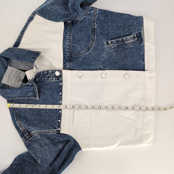 Desigual Striped Patchwork Blue White Denim Chaq Lollypop Jacket - Size M - NWT - Picture 10 of 16